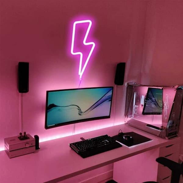 Neonlys LED-skilt Formlys Veggdekor for bursdagsfest Dekorasjon Bryllupsjulelys Stue (Rosa)