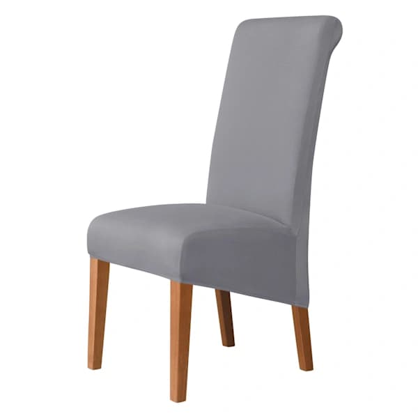 High Back Chair Cover Stretch Spandex Fabric Protector for Home Dining Room Kitchen Banquet Hotel Wine 2 Pieces (Grey)[CO]