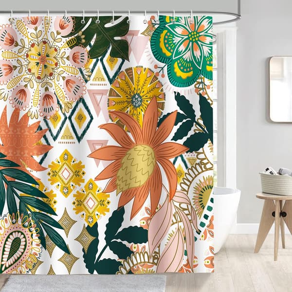 Bohemsk blomstret dusjforheng 180 x 200 cm dusjforheng
