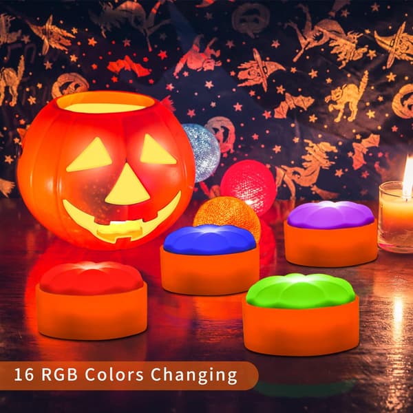 Halloween-gresskarlys med fjernkontroll og timer, fargeskiftende LED