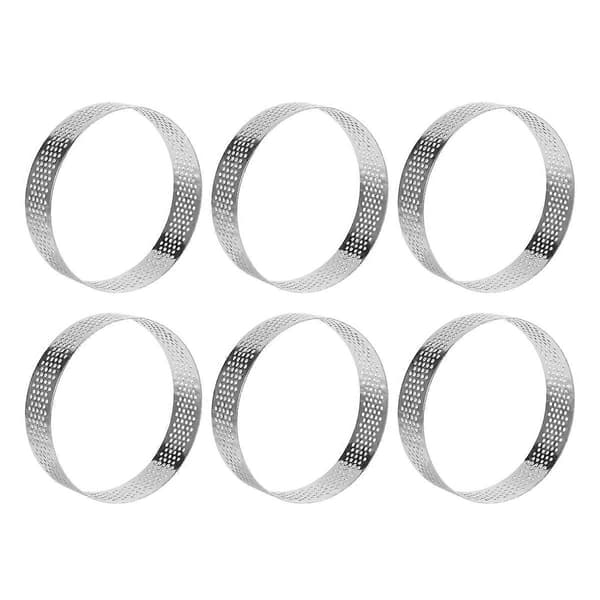 10 stk Sirkelformede Kakeringer Rustfritt Stål Tårn Paiform Perforert Mousse Ring, 8cm