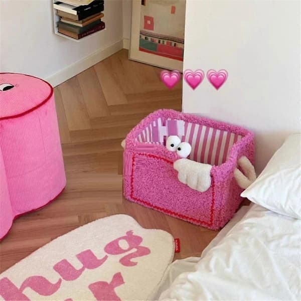 Foldable Storage Basket Fabric Organizer for Toys, Snacks, and Cosmetics Home Gift Pink 30 x 25 x 20 cm