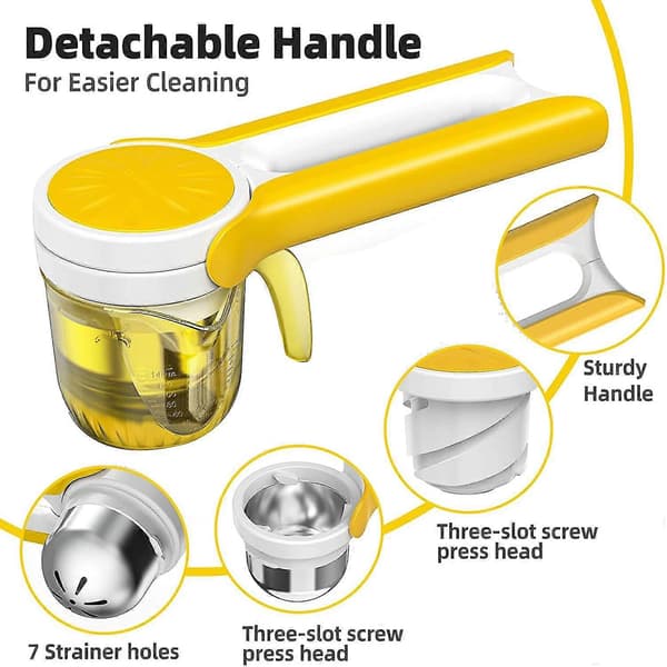 Lemon and Lime Squeezer, Hand Press for Lemons, Easy Manual Citrus Juicer, Includes Measuring Cup