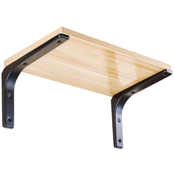2 Pcs Shelf Brackets, Heavy Duty Wall Brackets, L-shaped Wall Mounted Shelf Brackets, 150x125mm, Shelf Brackets, Black Wall Shelf Support with Screws..DEBUNS