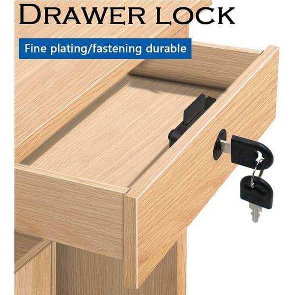 2-pack drawer locks, cylindrical cabinet lock for closing cabinets, drawers, wardrobes, etc., thick and durable (22 mm), black