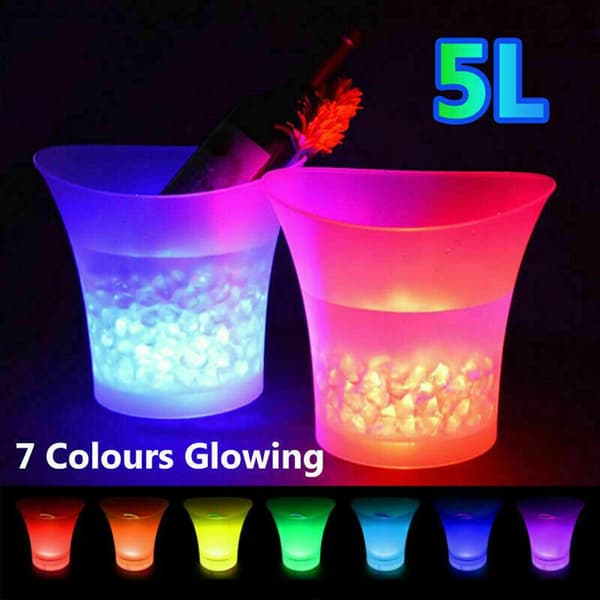 5L LED Ice Bucket Table Lamp Color Changing Wine Drink Cooler-FY-