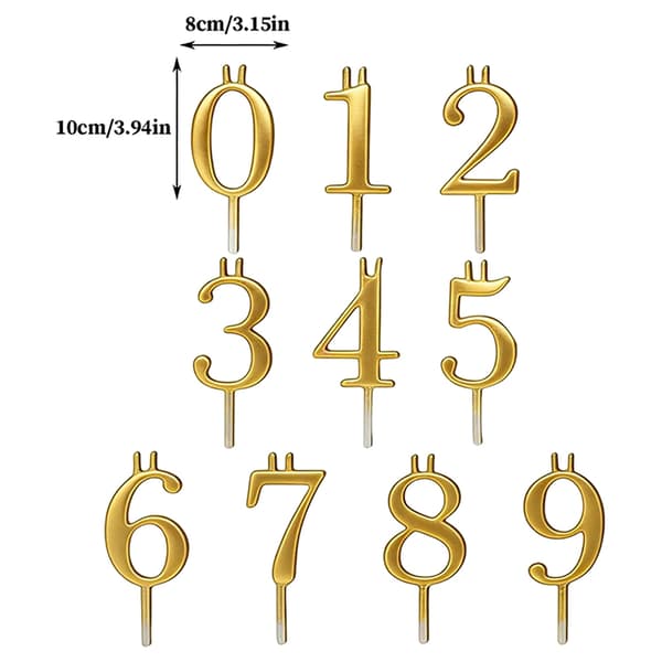 Birthday Candle Holder Set 0-9 Digits Happy Birthday Cake Topper B