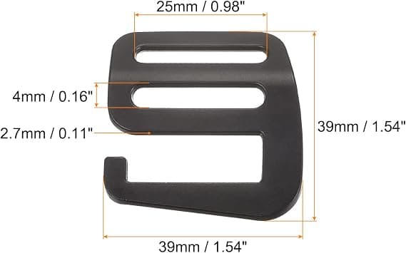 Metall G-krok stroppspenner, G-krok vevspennejustering glidespenne for ryggsekkstropper 2 stk