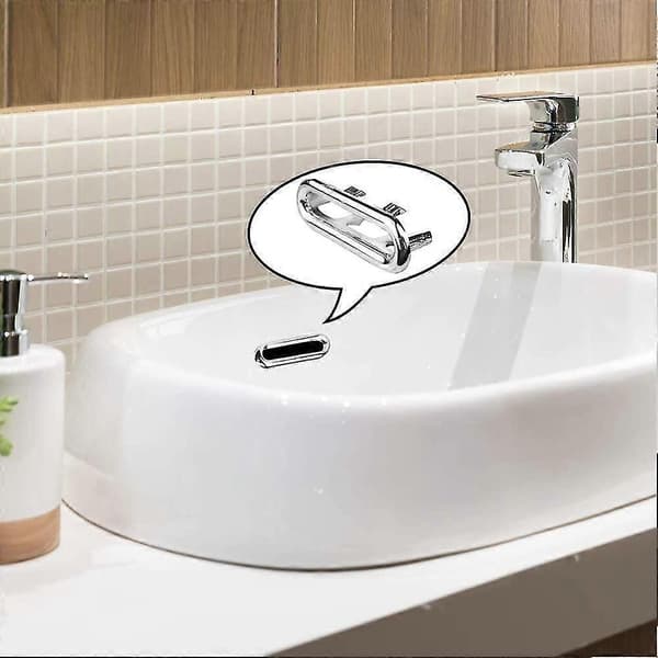 Overflow Ring Compatible with Sink, Sink Trim, Overflow Ring, Silver Overflow Hole, Oval Overflow Cover