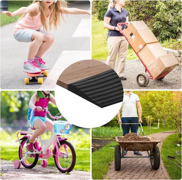 Threshold Ramp - 1 m * 10 mm 50 mm Rubber Aids Drive-up Ramps for Doors Flat Non-slip Self-adhesive for Wheelchairs, Strollers and Scooters_yu