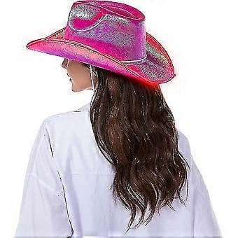 Lysende Space Cowboy Cowgirl Hatt (Rød)