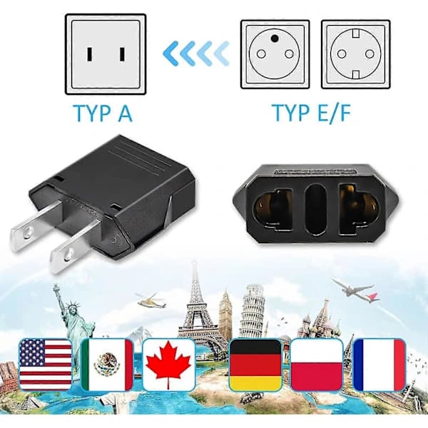 Frankrig til USA Adapter, 5-pak Rejseadapter Canada Amerikansk Adapter, Frankrig International Adapter Mexico Stik