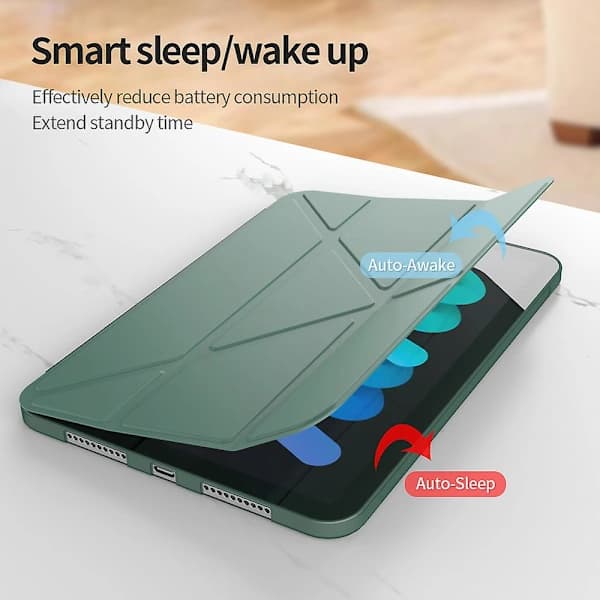 Magnetic Absorbing Origami Smart TPU + PU Leather Case for iPad mini (2021) Black