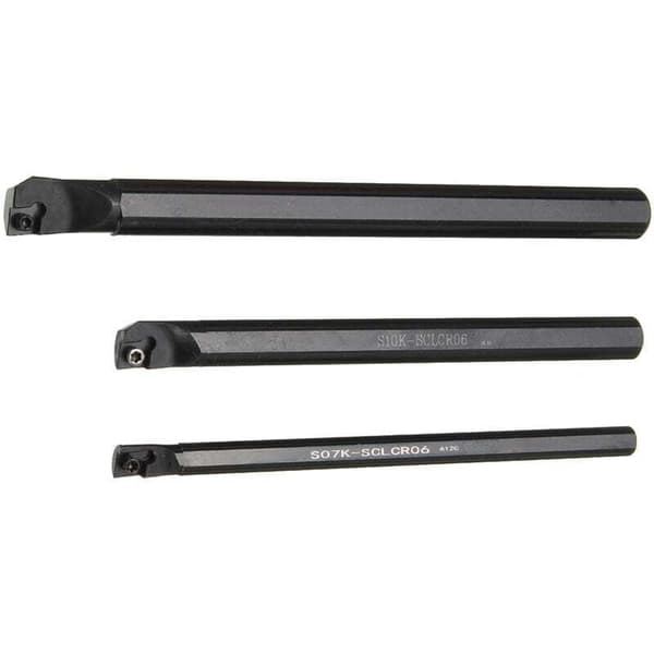 3pcs Metal Lathe Tool Set S07K/ S10K/ S12M-SCLCR06 Boring Bars 10pcs CCMT0602 Carbide Inserts 3pcs Plum Wrenches