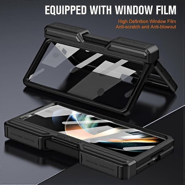 Compatible with Samsung Galaxy Z Fold 6 Case with Front Screen Protector, Strong and Sturdy Shockproof Case with Stand and S Pen Holder[LD] Silver Silver