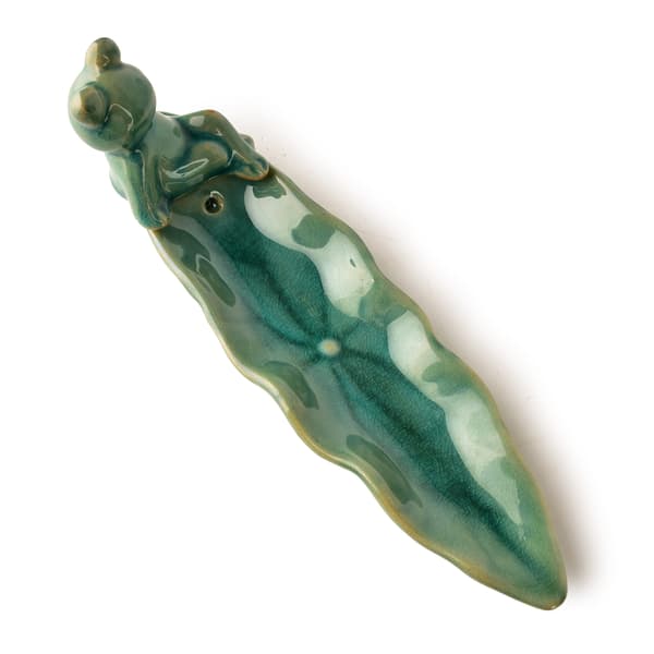 Ceramic Incense Holder MONDEX Frog 20x5.5x7.5 cm Green/Grey 1 pc
