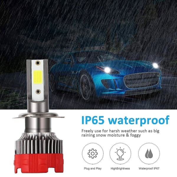 H7 LED-frontlykter 6000k fjernlys nærlys 55w 8000