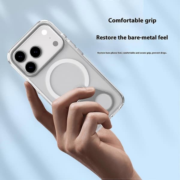 TKdaddy For iPhone 17 Pro Phone Case Compatible with MagSafe TPU Acrylic Back with Ring Stand Black