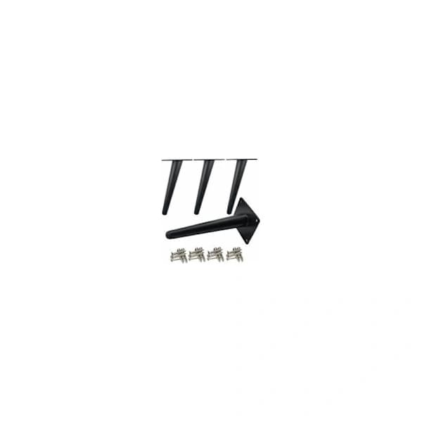 4 stk. skrå bordben i metal til garderobe, koniske møbelben, rustfrit stål, sort, 10 cm høje, skridsikker base, A