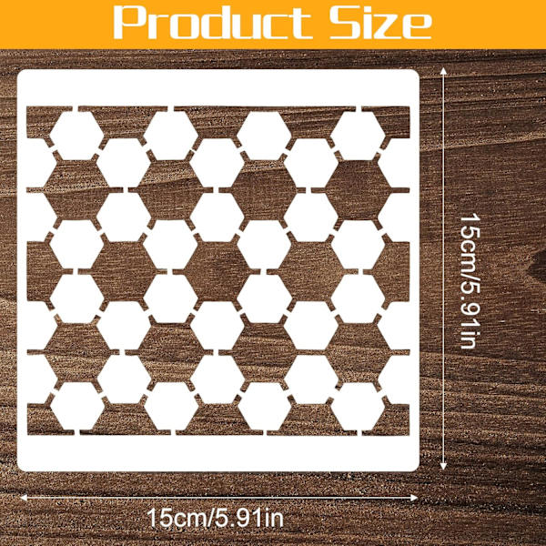 16 stk. geometriske stencils, genanvendelige til stof,