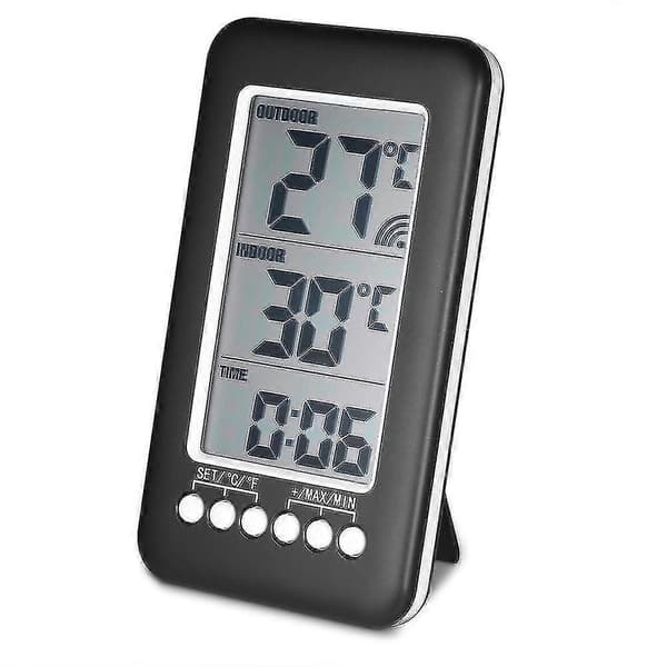 LCD / Digital Trådløs Innendørs/Utendørs Termometer Klokke Temperaturmåler Med Sender
