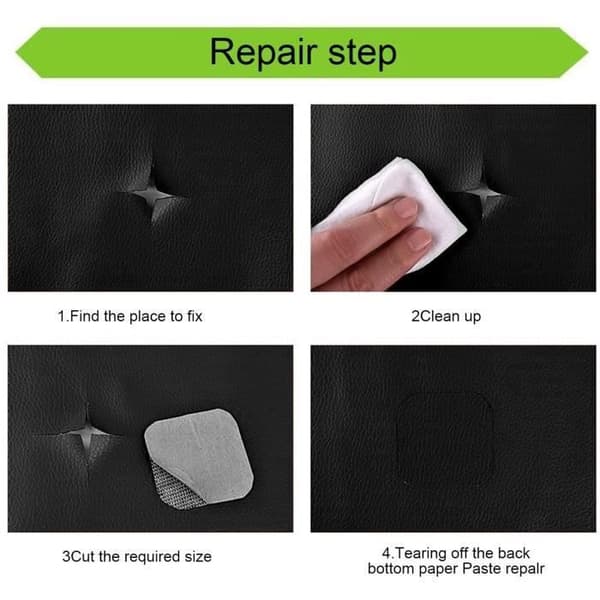 Læder Reparationslap - Mærke - Model - Sort - PU Læder - 50x137cm