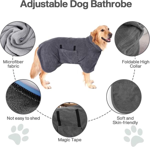 Dog Bathrobe - Pet Bath Towel - Pet Bathrobes - Dog Drying Coat Bath Towel - Dog Towel