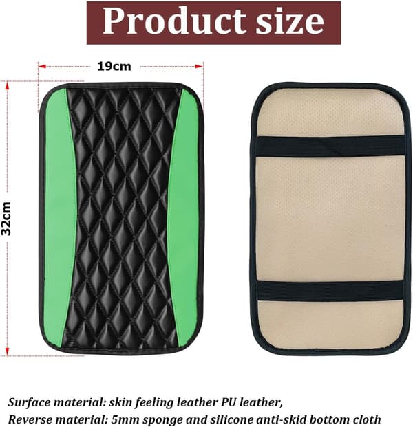 Leather Car Armrest Pad (Green), Waterproof Seat Armrest Pad, Comfortable Car Accessories