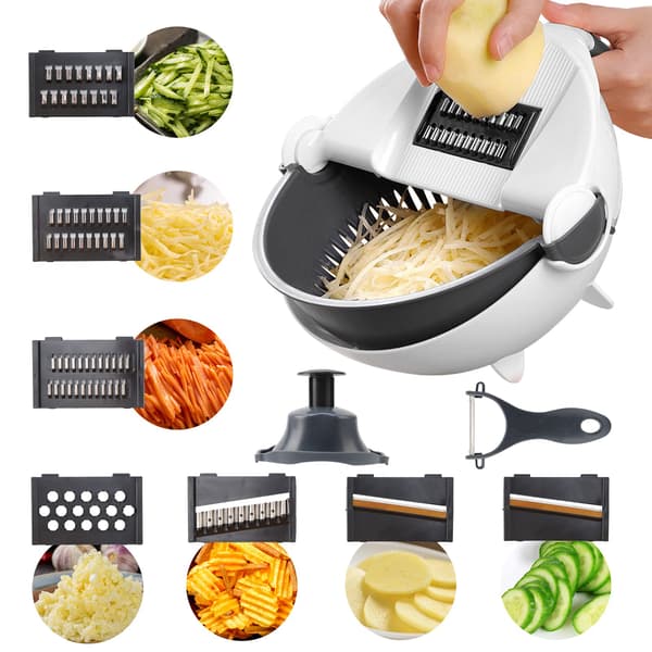 Vegetable Chopper 9-in-1, Multifunctional Vegetable Cutter, Vegetable Slicer, Grater with Drain Basket, Kitchen Mandoline Tool