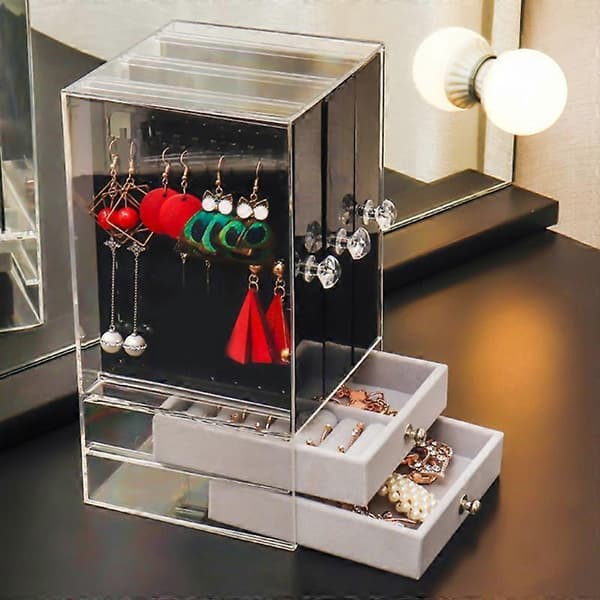 Large Earring Storage Organizer Multifunctional PS Larger Drawers Jewelry Display Box for Bracelets A A