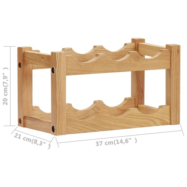 vidaXL Vinstativ for 6 flasker 37x21x21 cm heltre eik Brun brown