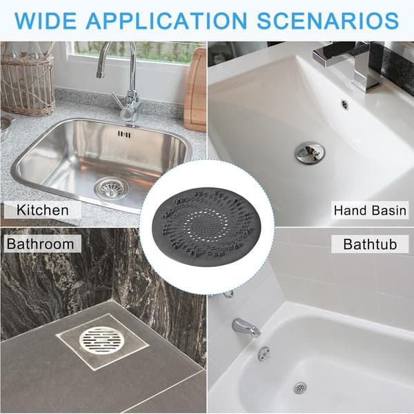 5.91 inch Round Drain Cover with Suction Cup for Kitchen, Bathroom, and Balcony Dark gray*2 Dark gray*2