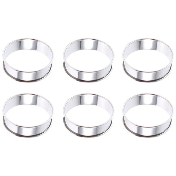 6 st Muffinringar Dubbelvalsade Ringar Rostfritt Stål Muffinringar Metall Rund Ringform för Matlagning