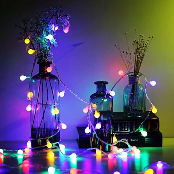 Globe String Lights, 6M 40 pcs Battery Operated LED String Lights, Two Modes Monochrome and Flashing Lighting Decoration