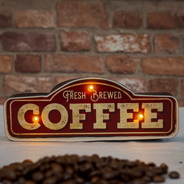 RETRO Metallskilt LED Fresh Brewed Kaffe Forever Light multifärg multicolor
