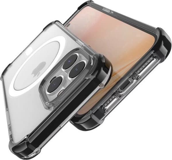 Velegnet til iPhone 16 Pro Max - MagSafe-kompatibilitet - Silikonecover - Sort kant - Gennemsigtig