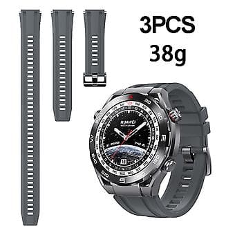 Silikonarmband för Huawei Watch Ultimate 3-pack Längre Stil (Mörkgrå)