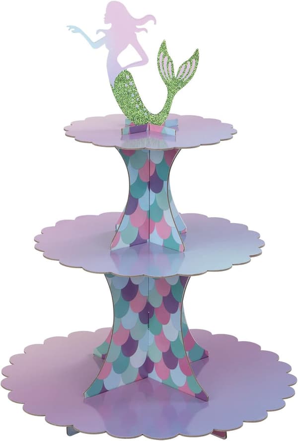 Sjøjungfru Cupcake Stativ 3-lags Papp Cupcake Stativ for Baby Sho