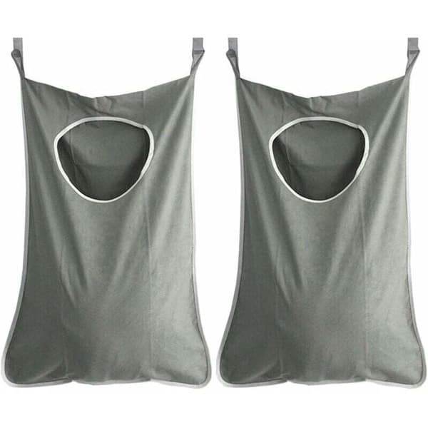 2-pack hängande tvättkorg med organizer, mörkgrå, för sovrum eller badrum