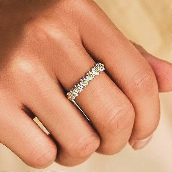 Justerbar åben ring med blomster Daisy Sølv Sølv