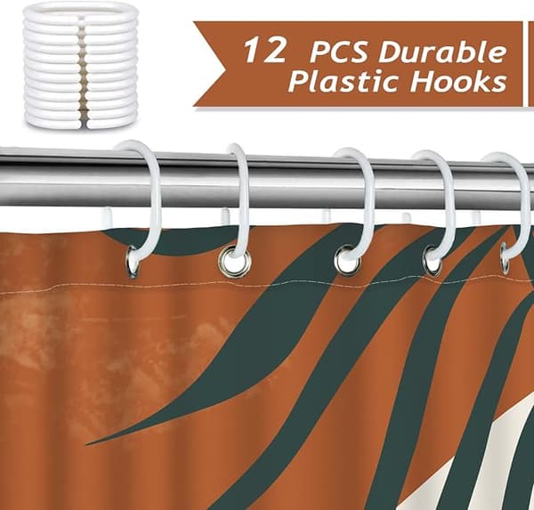 Printed Shower Curtain (180 x 200cm with 12 Hooks) Mid Century B