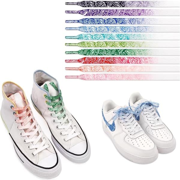 120 cm farverige flade snørebånd - 3 par gradient snørebånd til premium sneakers flade erstatningssko