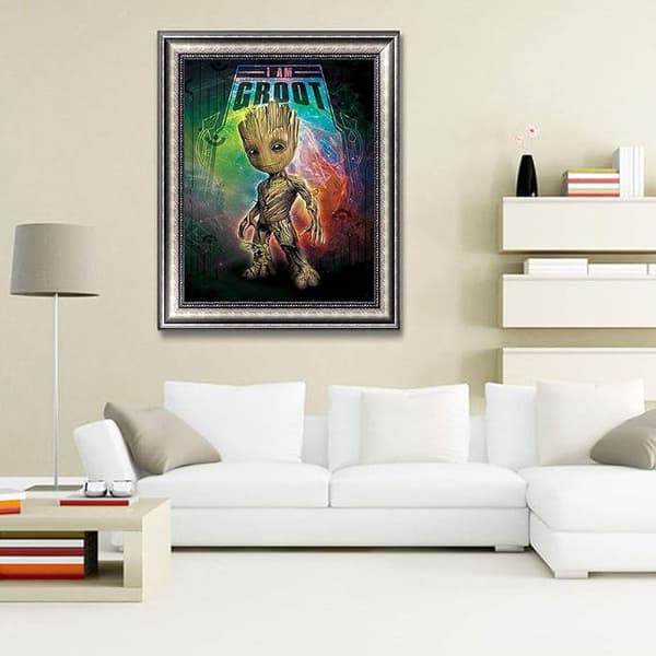 Full diamantmaling, WOWDECOR Alien Groot diamantmaling DIY 5D mosaikkmaling korssting nummer 30*40cm uten ramme