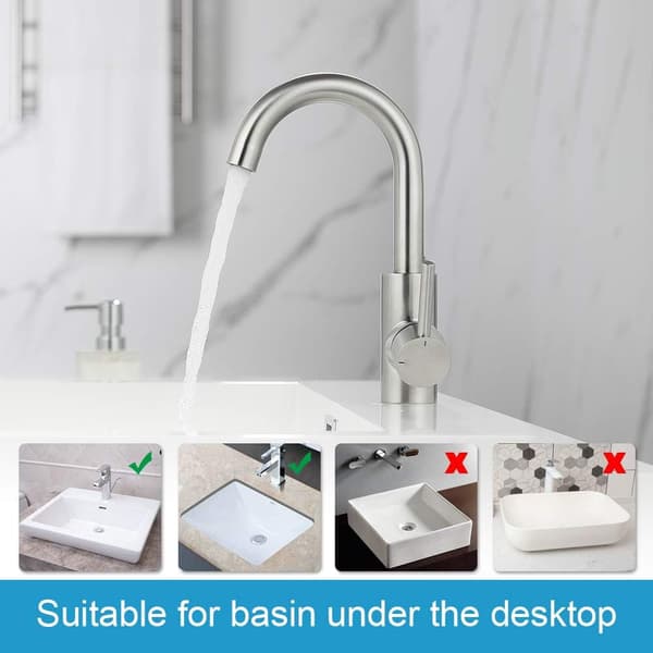 Bathroom Faucet, 360° Rotatable Basin Mixer, Single-Handle Faucet for Sink, Hot and Cold Adjustable