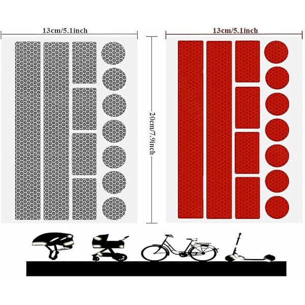 Reflector Decals for Strollers Lighting Kit Reflective Decals Reflective Decals for Strollers, Bicycles, Helmets Decals (silver, ...