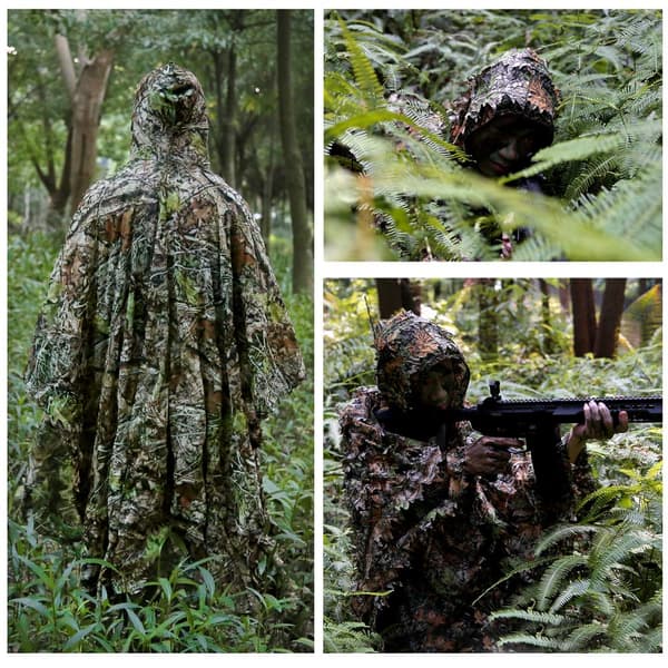 3D Camo Ghillie Poncho til jagt og udendørs camouflage-FX-