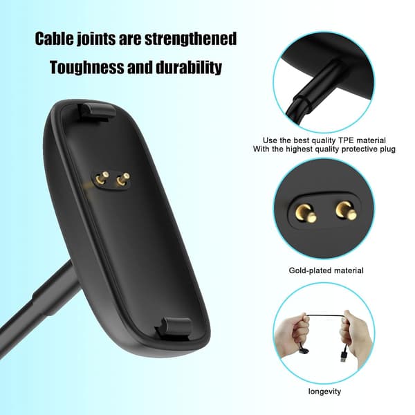 [2-pak] Opladerkabel til Fitbit ACE 3, Erstatningsopladerkabeltilbehør til Fitbit Inspire 2 og ACE 3 3.3 ft/1.0 ft 3.3 ft/1.0 ft