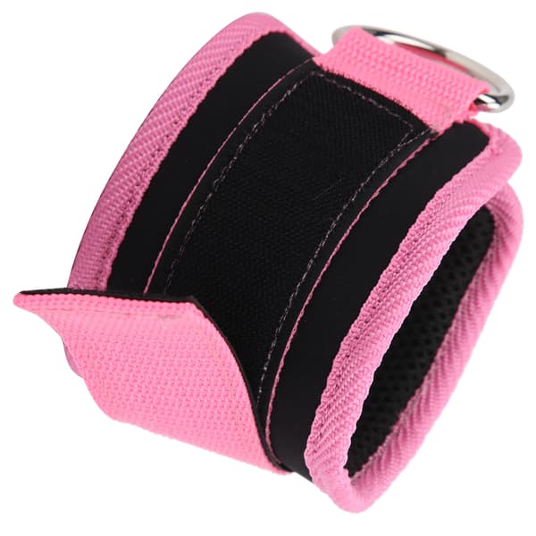 Exercise Foot Straps for Cable Machine Double D-Ring Adjustable Neoprene Ankle Straps (Pink)