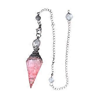 Hexagonal Krystal Pendul Reiki Halskæde til Energibalancering Meditation Rosa (Pink)