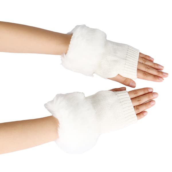 Dubbla pälshandskar ny stil stickade ull öppna fingerhandskar konstgjord ull halvfingerhandskar B